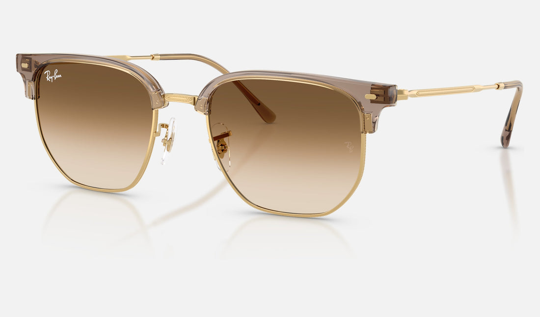 Ray-Ban New Clubmaster RB4416 — Transparent Brown on Arista / Clear Gradient Brown — quarter view
