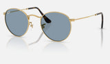 Ray-Ban Round Metal RB3447 — Arista / Blue — quarter view