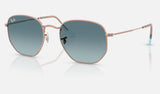 Ray-Ban Hexagonal RB3548N — Copper / Blue Gradient Grey — quarter view