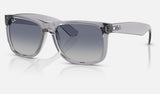 Ray-Ban Justin RB4165 — Transparent Grey / Light Grey Gradient Dark Blue — quarter view