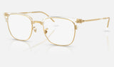 Ray-Ban New Clubmaster RX7216 — Transparent on Gold — quarter view