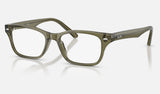 Ray-Ban RX5345D — Transparent Green Olive — quarter view