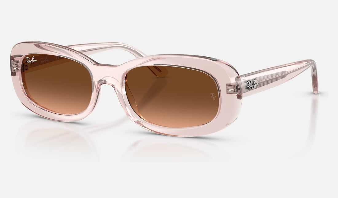 Ray-Ban RB2221 — Transaprent Pink / Pink Gradient Brown & Arista Gold Blue — quarter view