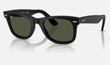 Ray-Ban Wayfarer RB2140 — Matte Black / Crystal Green — quarter view