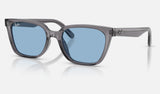 Ray-Ban RB2243D — Transparent Grey / Light Blue — quarter view