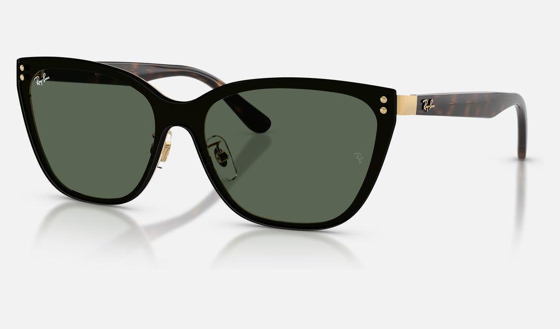 Ray-Ban RB3798D — Gold / Dark Green — quarter view