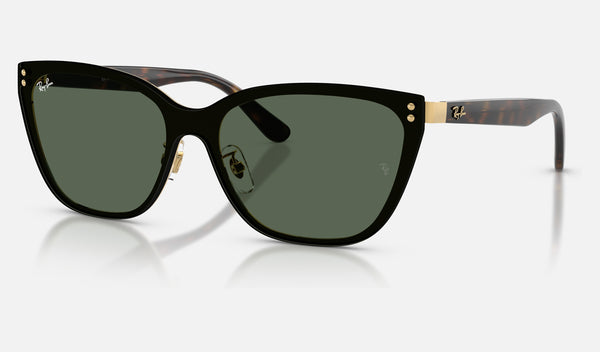 Ray-Ban RB3798D — Gold / Dark Green — quarter view