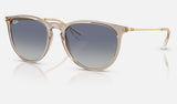 Ray-Ban Erika RB4171F — Transparent Light Brown / Light Grey Gradient Dark Blue — quarter view
