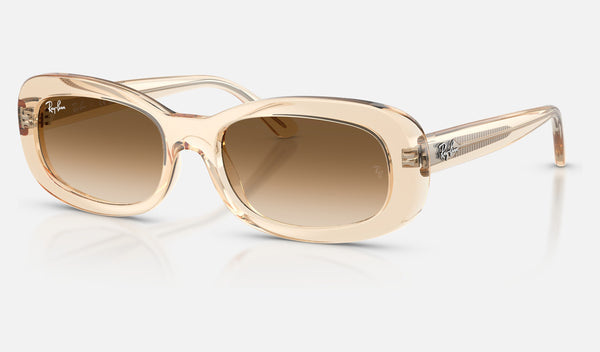 Ray-Ban RB2221F — Transparent Nude / Clear Gradient Brown — quarter view