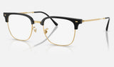 Ray-Ban New Clubmaster RX7216F — Black on Gold — quarter view