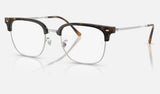 Ray-Ban New Clubmaster RX7216F — Havana on Silver — quarter view