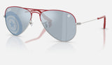 Ray-Ban Junior Junior Aviator RJ9506S — Silver With Top Red / Blue Captain America Print — quarter view