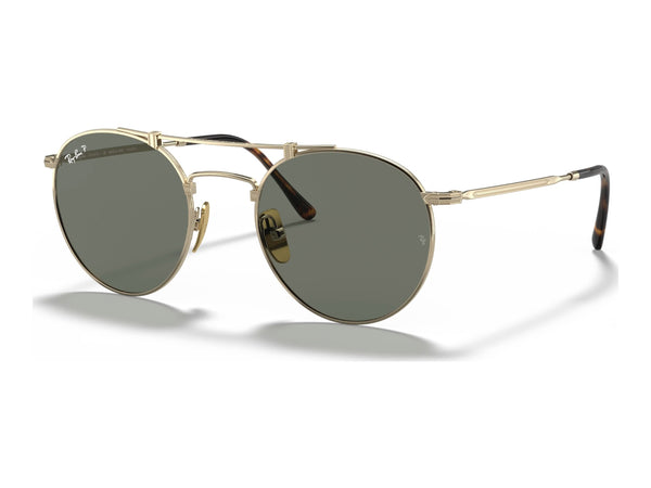 Ray-Ban Titanium RB8147M — Gold / G-15 Green Polarized — quarter view