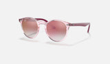Ray-Ban Junior RJ9064S — Transparent Pink / Clear Gradient Red Mirror Red — quarter view