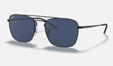 Ray-Ban RB3588 — Rubber Black / Dark Blue — quarter view