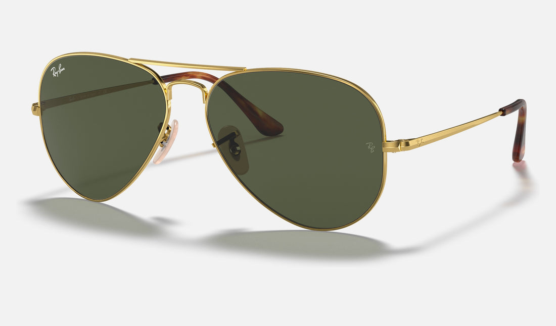 Ray-Ban Aviator Metal Ii RB3689 — Arista Gold / G-15 Green — quarter view