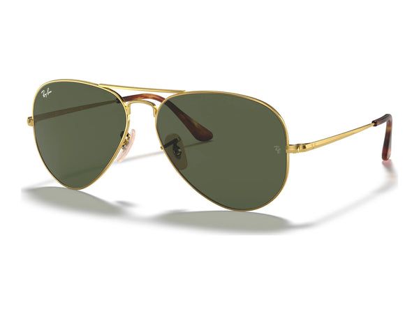 Ray-Ban Aviator Metal Ii RB3689 — Arista Gold / G-15 Green — quarter view