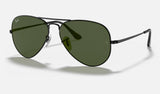Ray-Ban Aviator Metal Ii RB3689 — Black / G-15 Green — quarter view