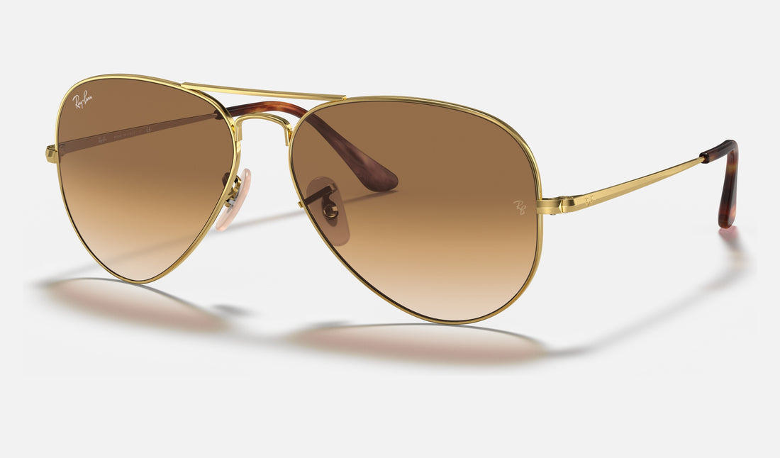 Ray-Ban Aviator Metal Ii RB3689 — Arista Gold / Light Brown Gradient — quarter view