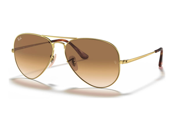 Ray-Ban Aviator Metal Ii RB3689 — Arista Gold / Light Brown Gradient — quarter view