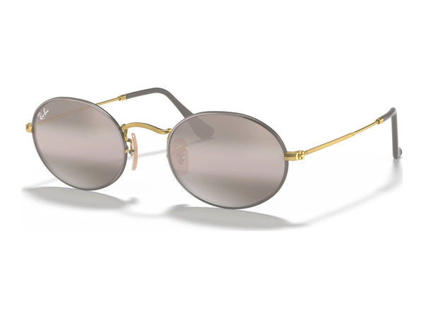 Ray-Ban Oval RB3547 — Grey / Grey Gradient Mirror — quarter view