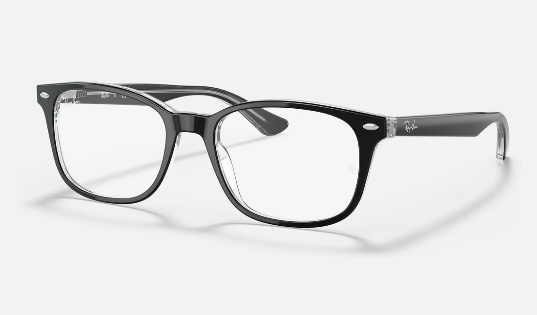 Ray-Ban RX5375 — Black on Transparent — quarter view