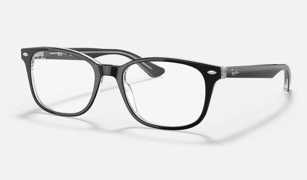 Ray-Ban RX5375 — Black on Transparent — quarter view