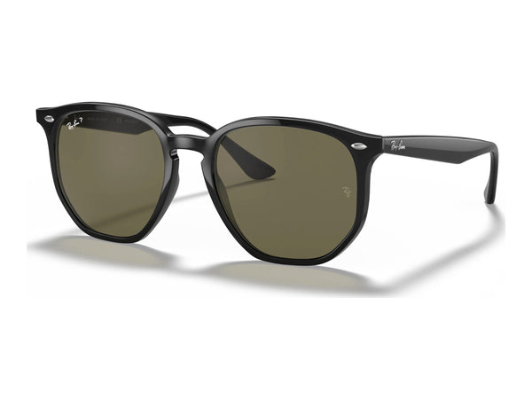 Ray-Ban RB4306F — Black / G-15 Green Polarized — quarter view