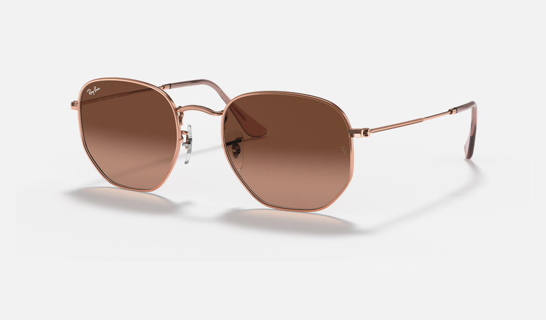 Ray-Ban Hexagonal RB3548N — Copper / Brown Gradient — quarter view