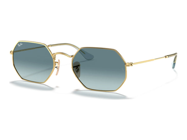 Ray-Ban Octagonal RB3556N — Arista Gold / Blue Gradient — quarter view