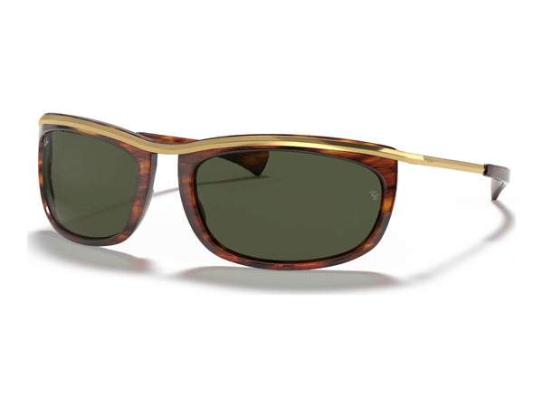 Ray-Ban Olympian I RB2319 — Striped Havana / G-15 Green — quarter view