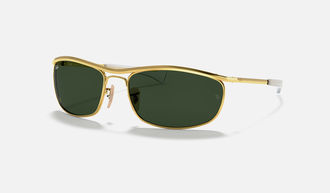 Ray-Ban Olympian I Deluxe RB3119M — Arista Gold / G-15 Green — quarter view