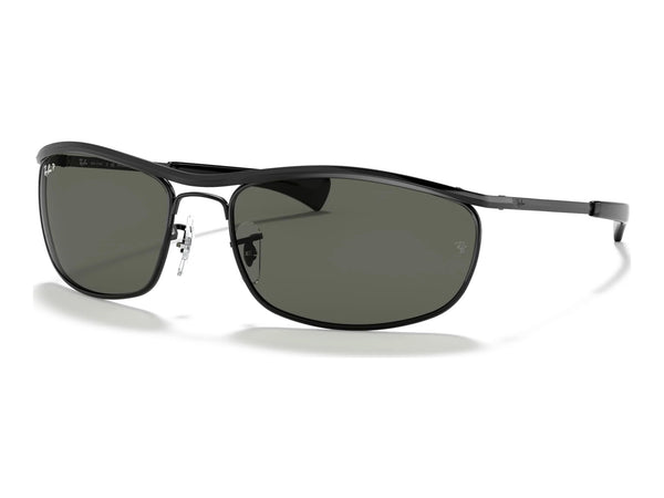 Ray-Ban Olympian I Deluxe RB3119M — Black / G-15 Green Polarized — quarter view