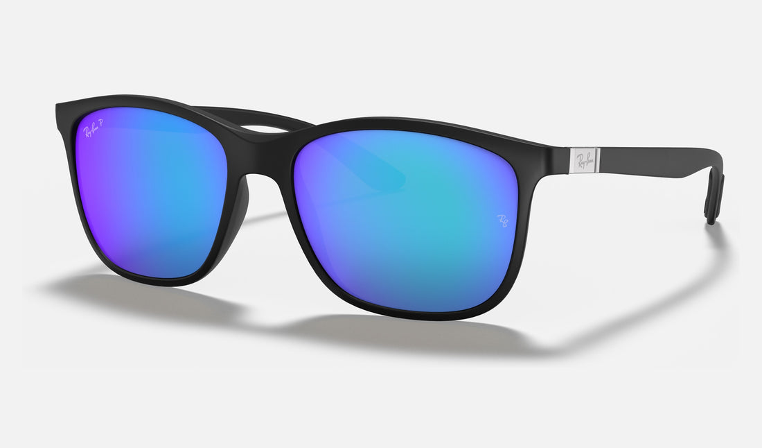 Ray-Ban Chromance RB4330CH — Black / Blue Polarized+ — quarter view