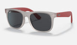Ray-Ban Junior Junior Justin RJ9069S — Transparent Grey / Dark Grey — quarter view