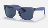 Ray-Ban Junior Junior Justin RJ9069S — Transparent Blue / Dark Blue — quarter view