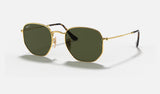 Ray-Ban Hexagonal RB3548N — Arista Gold / G-15 Green Polarized — quarter view