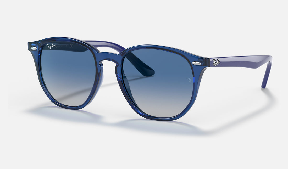 Ray-Ban Junior RJ9070S — Transparent Blue / Grey Gradient Blue — quarter view