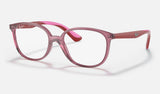 Ray-Ban Junior RY1598 — Transparent Red — quarter view