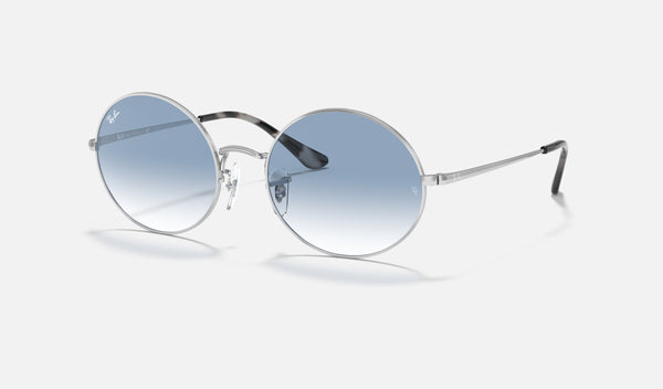 Ray-Ban Oval RB1970 — Silver / Light Blue Gradient — quarter view