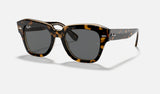 Ray-Ban State Street RB2186 — Havana on Transparent Brown / Dark Grey — quarter view
