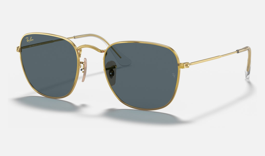 Ray-Ban Frank RB3857 — Gold / Blue — quarter view