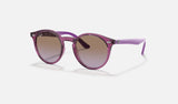 Ray-Ban Junior RJ9064S — Transparent Fuxia / Violet Gradient Brown — quarter view