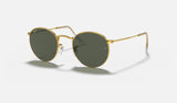 Ray-Ban Round Metal RB3447 — Gold / G-15 Green — quarter view