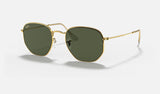 Ray-Ban Hexagonal RB3548 — Gold / G-15 Green — quarter view