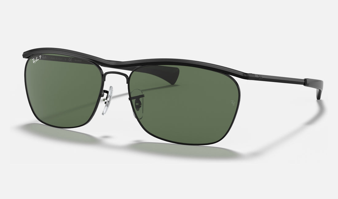Ray-Ban Olympian Ii Deluxe RB3619 — Black / G-15 Green Polarized — quarter view