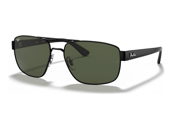 Ray-Ban RB3663 — Black / G-15 Green — quarter view