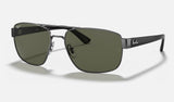 Ray-Ban RB3663 — Gunmetal / G-15 Green Polarized — quarter view