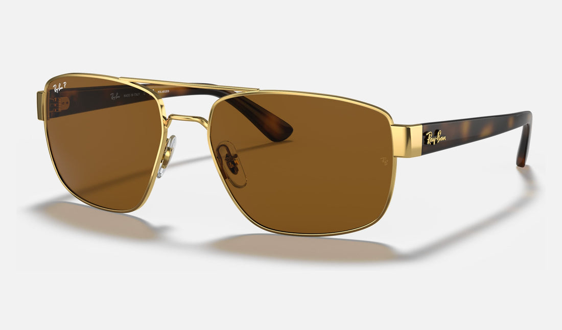 Ray-Ban RB3663 — Arista Gold / Brown Polarized — quarter view
