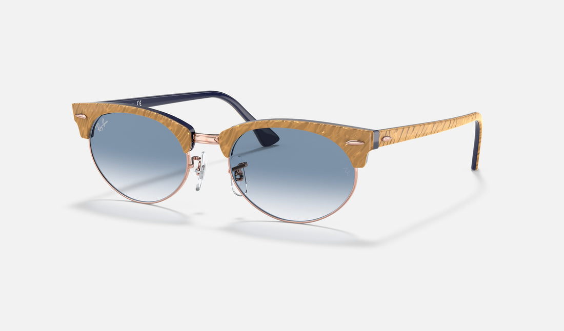 Ray-Ban Clubmaster Oval RB3946 — Beige / Light Blue Gradient — quarter view